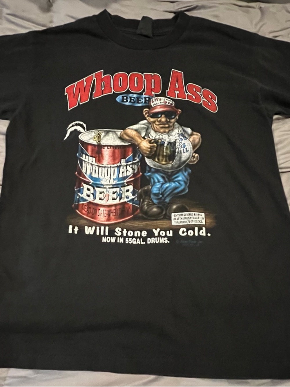 WHOOP ASS BEER Single Stitch Nick's Creek Inc. Atkin VA 1990's USA Medium T-Shir